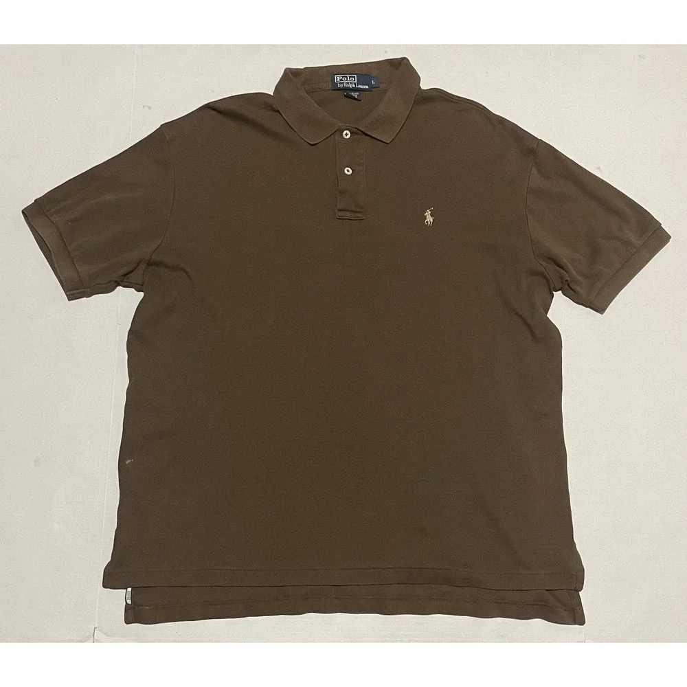 Lot Of 2 Polo Ralph Lauren Shirt Mens Large Purple‎ Brown Vintage Logo Golf